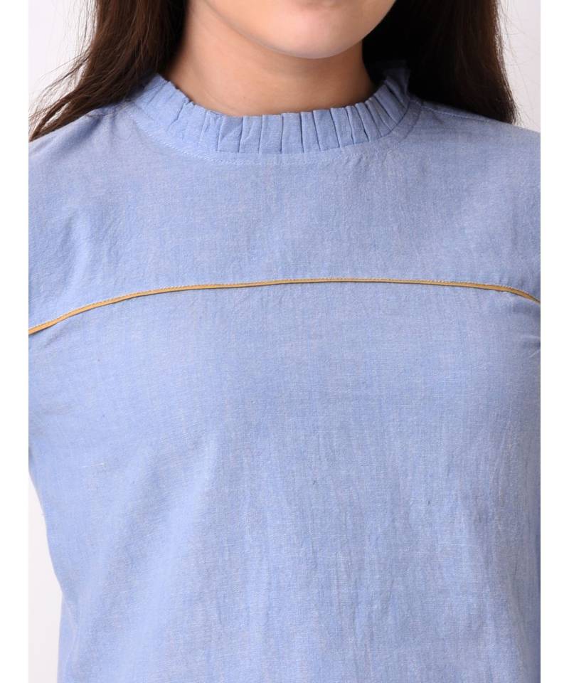 Women's Chambray Cut Detail Top