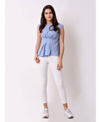 Women's Chambray Pleated Top 1