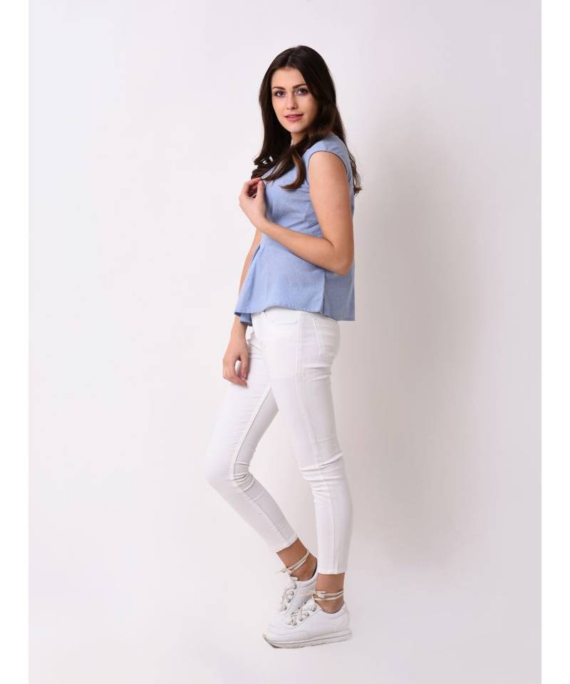 Women's Chambray Pleated Top