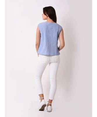 Women's Chambray Pleated Top 3