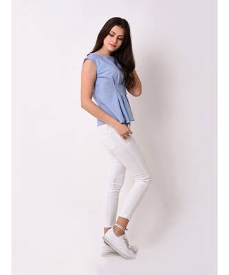 Women's Chambray Pleated Top 4