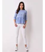 Women's Floral Embroidered Chambray Top