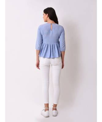 Women's Floral Embroidered Chambray Top 4