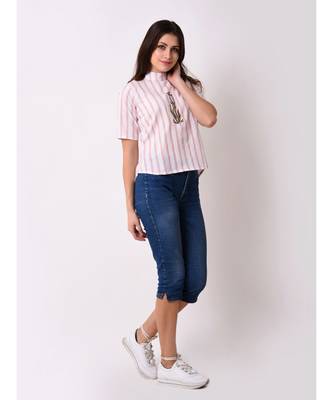 Women's Striped Embroidered Top 3