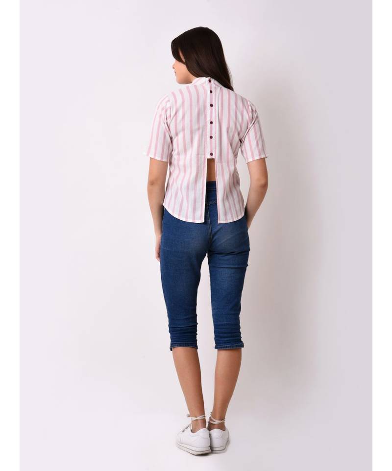 Women's Striped Embroidered Top