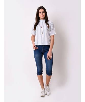Women's Striped Embroidered Top 1