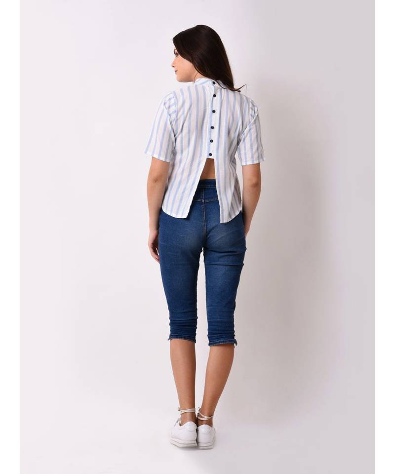 Women's Striped Embroidered Top