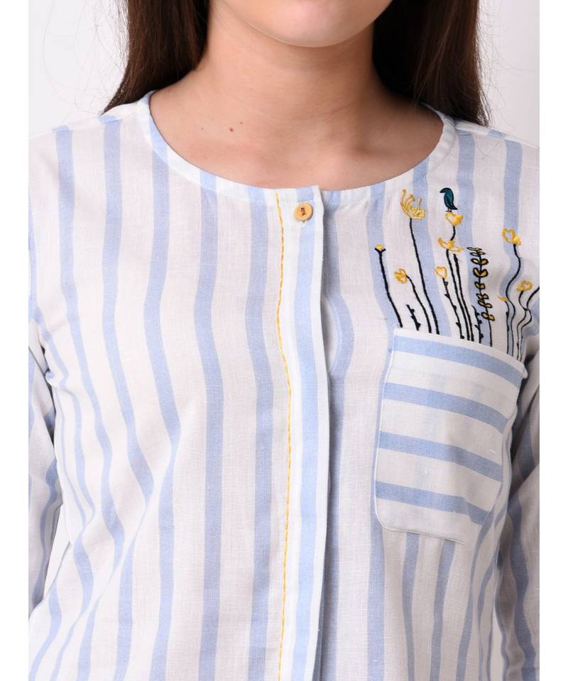 Women's Button Down Embroidered Top