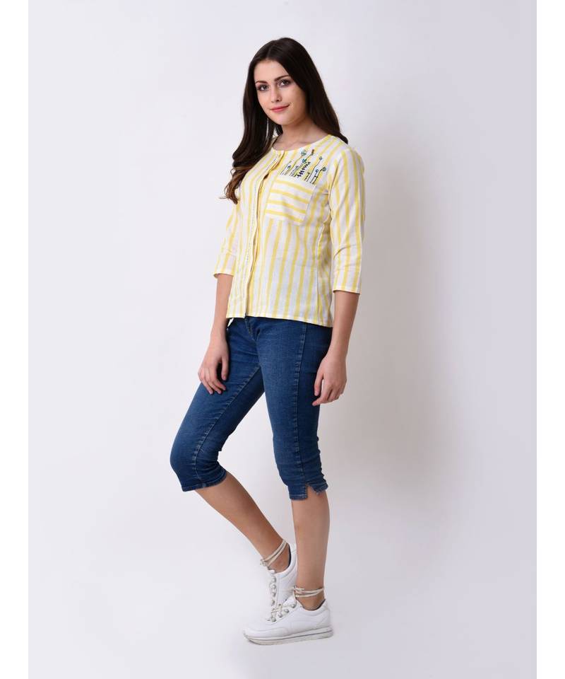 Women's Button Down Embroidered Top