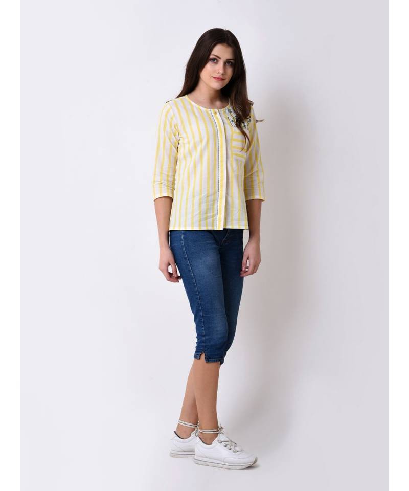 Women's Button Down Embroidered Top