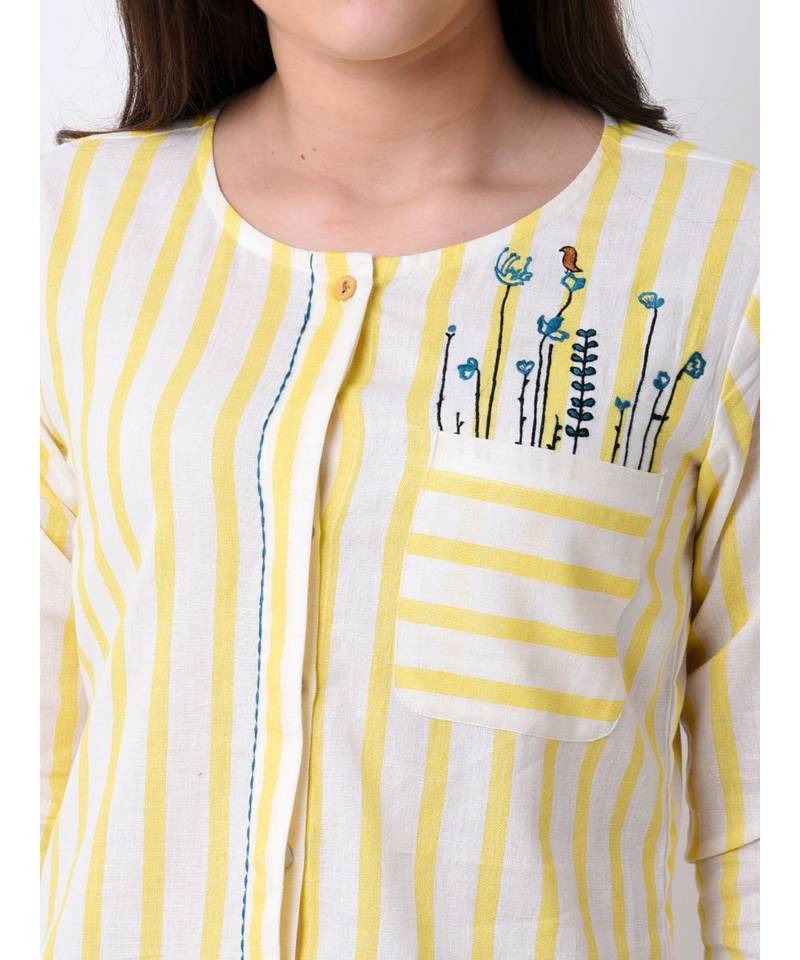 Women's Button Down Embroidered Top