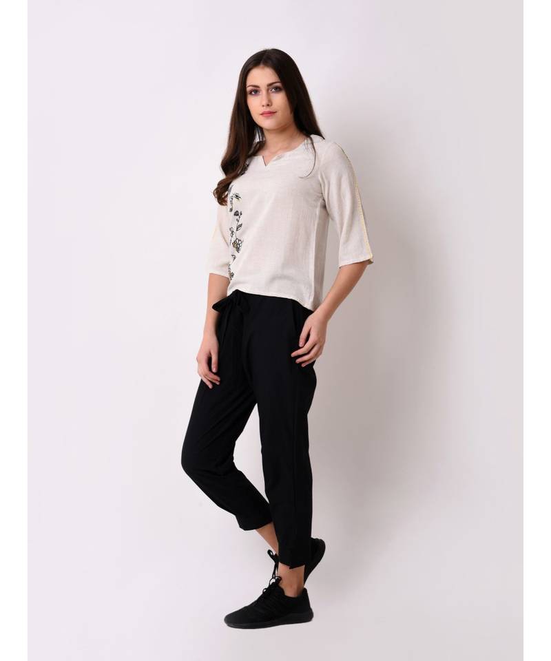 Women's Off White Embroidered Top