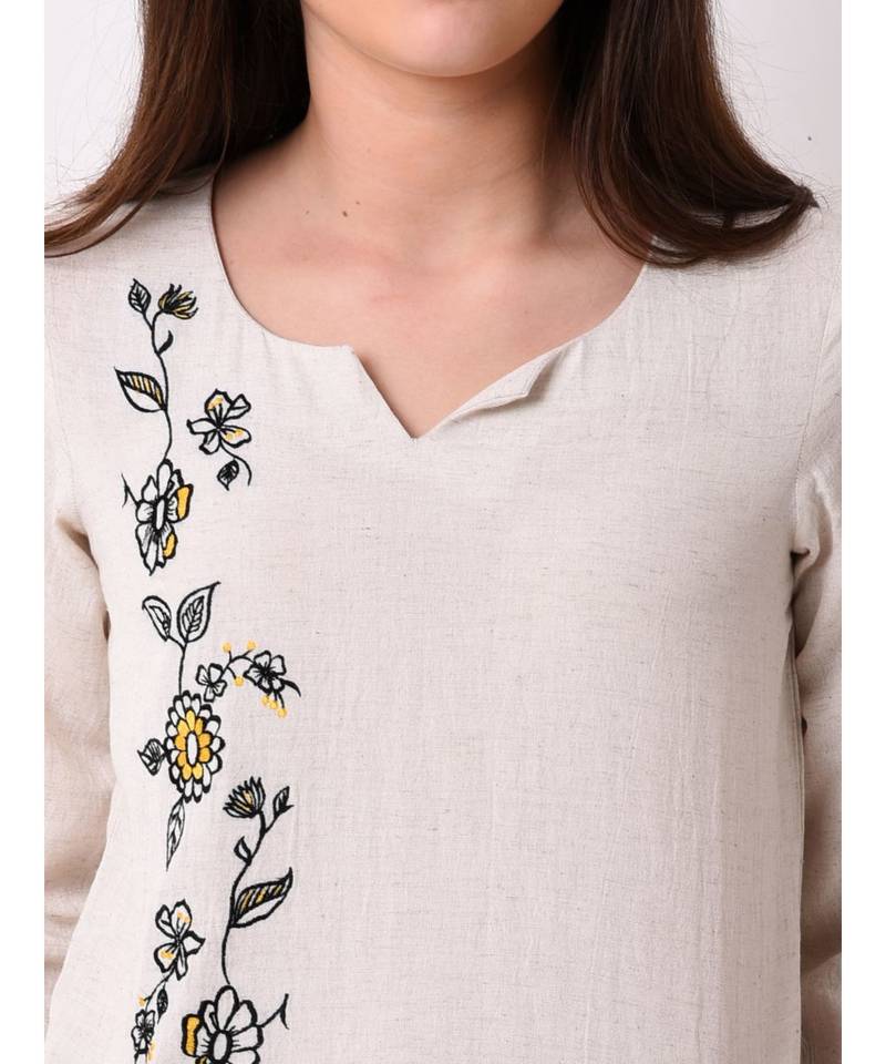 Women's Off White Embroidered Top