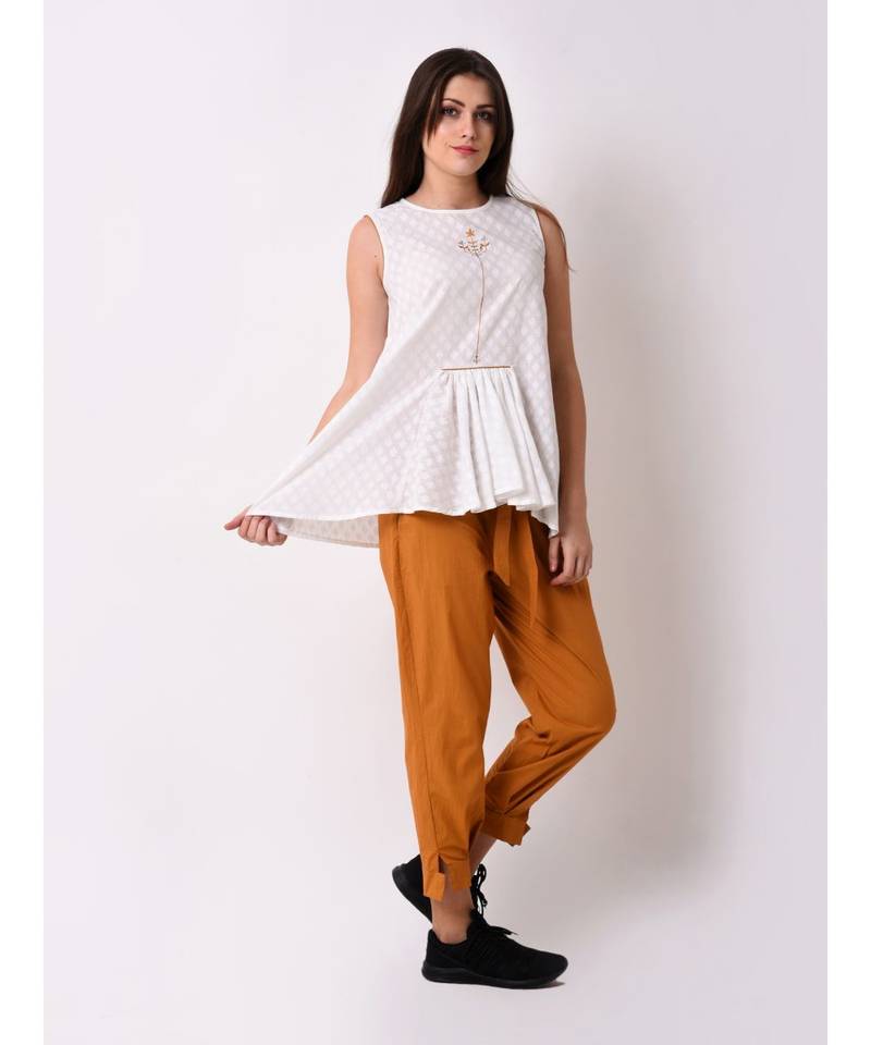 Women's Gathered Embroidered Tunic