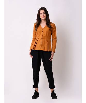 Women's Pleated Embroidered Top 1