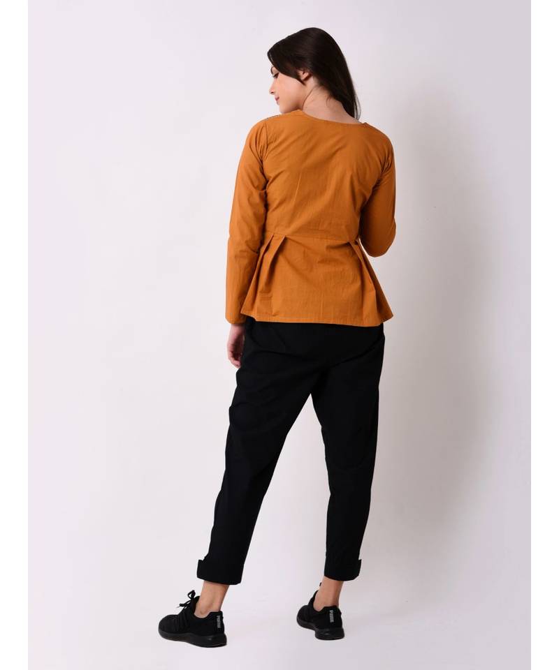 Women's Pleated Embroidered Top