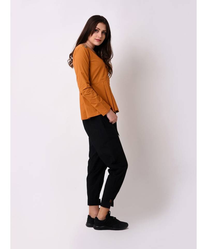 Women's Pleated Embroidered Top