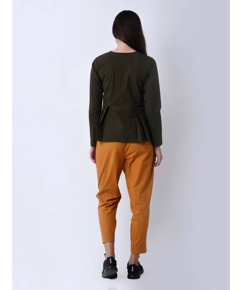 Women's Pleated Embroidered Top