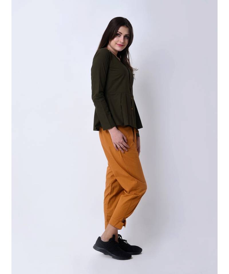 Women's Pleated Embroidered Top