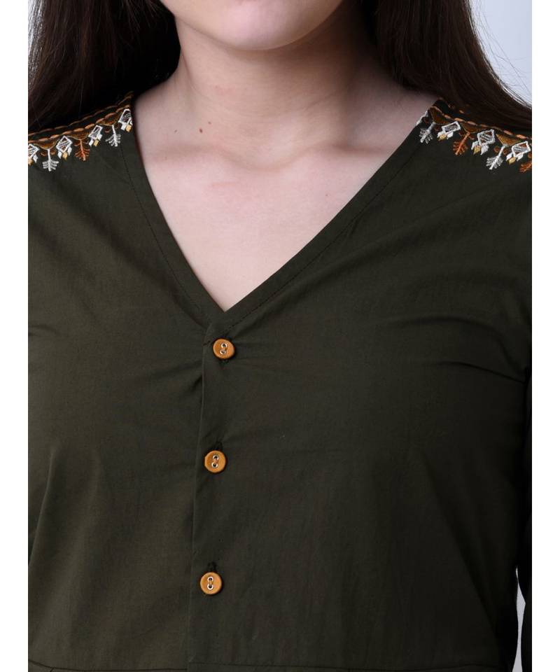 Women's Pleated Embroidered Top