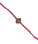 Gold Plated Designer Wooden Beads Lord Ganesha Rakhi For Men/Boys