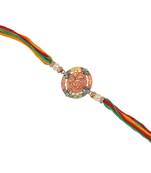 Gold Plated Designer Multi-Colour  Pearl Lord Ganesha Symbol Rakhi For Men/Boys