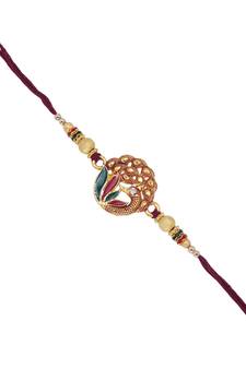 Gold Plated Designer Stone Studded Peacock Rakhi For Men/Boys