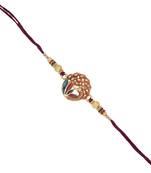Gold Plated Designer Stone Studded Peacock Rakhi For Men/Boys