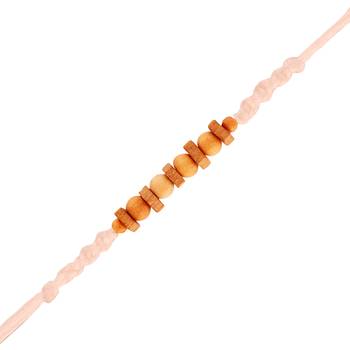 Gold Plated Designer Wooden Beads Rakhi For Men/Boys 1