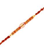Gold Plated Wooden Beads Pearl Rakhi For Men/Boys