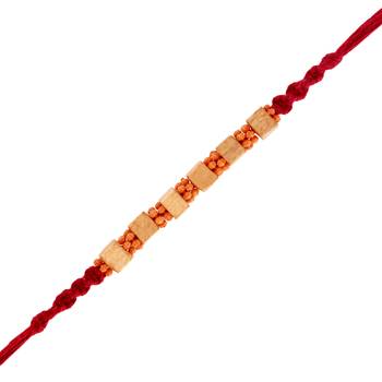 Gold Plated Wooden Beads Pearl Rakhi For Men/Boys 1
