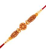 Gold Plated Designer Wooden Carving Rakhi For Men/Boys