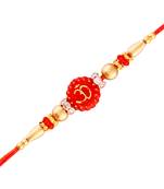 Gold Plated Designer Golden Pearl Om Rakhi For Men/Boys