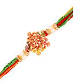 Gold Plated Designer Pearl Multi-Color Rakhi For Men/Boys