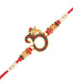 Gold Plated Designer Multi-Color Om Symbol Rakhi For Men/Boys