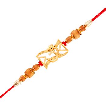 Gold Plated Designer Om Symbol Rakhi For Men/Boys 1