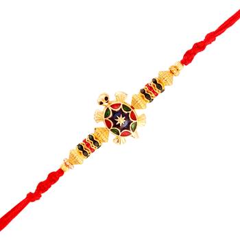 Gold Plated Designer Multi-Color Turtle Rakhi For Men/Boys 1