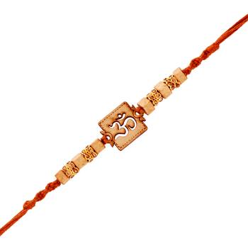 Gold Plated Designer Pearl Rudraksh Lord Ganesha Rakhi For Men/Boys 1