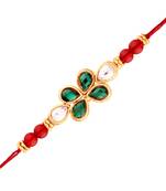 Gold Plated Designer Kundan Bead Rakhi For Men/Boys