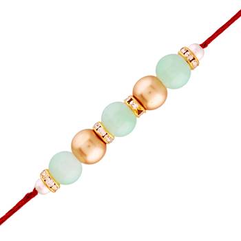 Gold Plated Designer Pearl Rakhi For Men/Boys 1