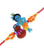 Gold Plated Designer Lord Krishna Rakhi For Men/Boys/Boys
