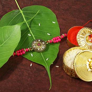 Gold Plated Designer Pearl Rakhi For Men/Boys 1