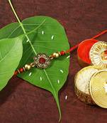 Gold Plated Designer Pearl Flower Rakhi For Men/Boys