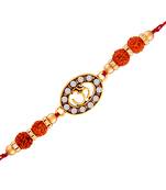 Gold Plated Designer Rudraksh Om Rakhi For Men/Boys