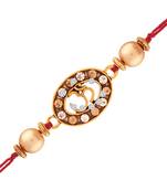 Gold Plated Designer Cz Stone Om Rakhi For Men/Boys