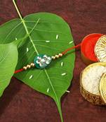 Gold Plated Designer Pearl Kundan Rakhi For Men/Boys