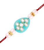 Gold Plated Designer Pearl Kundan Rakhi For Men/Boys