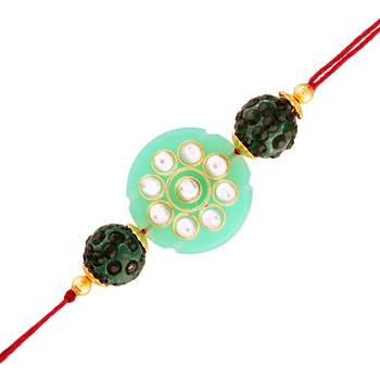 Gold Plated Designer Pearl Rakhi For Men/Boys 1