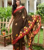 Light pink printed cotton saree with blouse