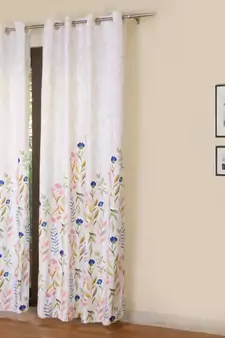 ROSARA HOME Grace Chenille Panel Printed Set Of 2 Curtains